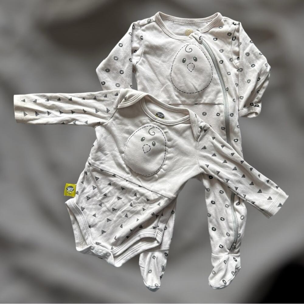 Nested Beans Zen Footie Classic and Zen Bodysuit Gently Weighted Size 6-12 M